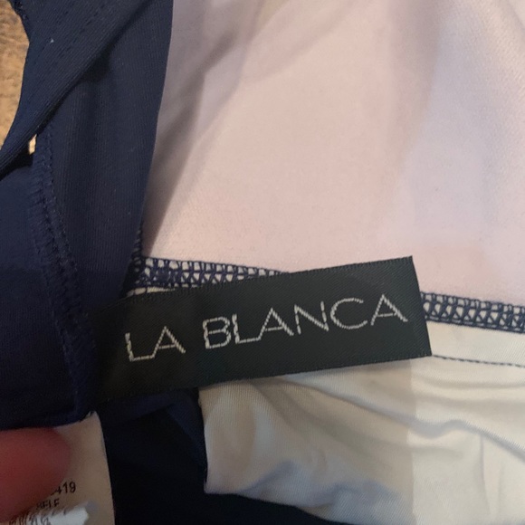 Navy Blue one piece skirted swimsuit - Picture 4 of 4